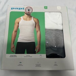 Papi Men's Cotton Stretch Tank Tops - White and Gray